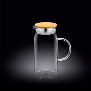 Кувшин 1 л. d=85 мм. h=210 мм. с крышкой бамбук + сетка нерж Термостекло Wilmax /1/18/