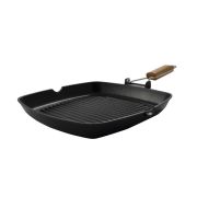 Сковорода-гриль 28*28 см. h=3,3 см. алюм. рифлен. с дерев. ручкой Abert /1/6/