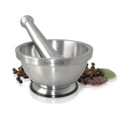 Ступка d=13,5 см. h=8 см. с пестиком 16 см., нерж. резиновое покрыт. дна VB /1/6/12/