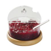 Емкость для джема охлаждаемая 0,6 л. d=14 см. h=9 см. с крышк. на дерев. подст. APS /1/