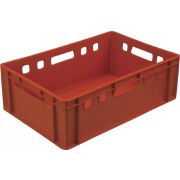 Ящик 600*400*200 мм. для мяса Е2 прямой сплошной, красный (крышка 76402) /1/48/