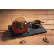 Чайник с крышкой 500 мл, h 9 см, стекло, крышка - дерево, Borosilicate