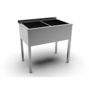 Ванна моечная двухсекц. 1000*700*870 мм. (440*550*300 мм.) с бортом, сварная нерж. MGsteel /1/