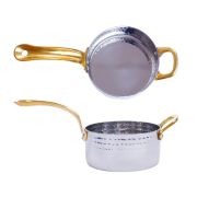 Сковорода порц. d=10,5 см. h=5 см. 0,45 л. нерж. глубокая с 2 ручками латунь MGsteel /1/36/