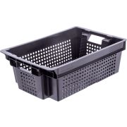 Ящик 600*400*200 мм. для овощей конусный перфорир. дно перфоир., черный (крышка 73263,76402) /1/140/