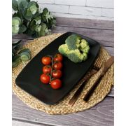 Тарелка прямоугольная 31*18 см фарфор цвет черный Seasons