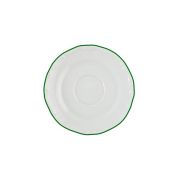 Блюдце 15 см, кант зелёный