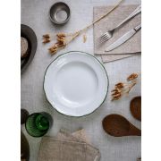 Тарелка глубокая 22 см, кант зелёный