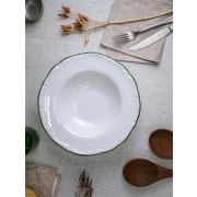 Тарелка для пасты 27 см, кант зелёный