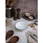 Салатник 13 см, кант зелёный