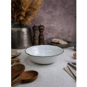 Салатник 23 см, кант зелёный