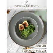Тарелка глубокая 26 см с полями фарфор цвет темно-серый Seasons
