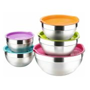 Миска 2 л. d=20 см. h=10 см. полусферическая, нерж. с зеленой крышкой п/п MGsteel /1/