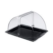 Поднос сервировочный GN 1/2 32,5*26,5 см. поликарбонат, черный, с крышкой Roll-Top GP /1/