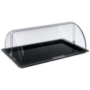 Поднос сервировочный GN 1/1 53*32,5 см. поликарбонат, черный, с крышкой Roll-Top GP /1/