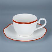 Блюдце d 16 см h  2,2 см, фарфор, Grazia, кант красный