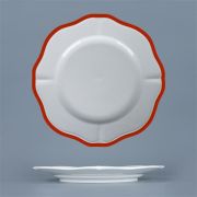 Тарелка мелкая d 21 см h 2 см, фарфор, Grazia, кант красный