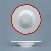 Тарелка глубокая / для пасты 280 мл, d 24,5 см h 4,3 см, фарфор, Grazia, кант красный