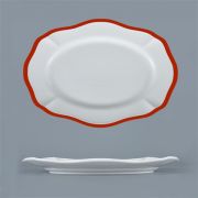 Блюдо овальное 38x26,5 см h 3,3 см, фарфор, Grazia, кант красный