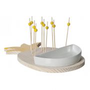 WOODEN PICK HOLDER PINEAPPLE-15PCS PICKS