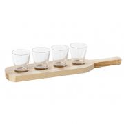 BOARD WITH 4 SMALL GLASSES