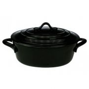 BLACK CASSEROLE WITH LID 0,25L 13X10XH5