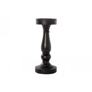 CANDLESTICK BLACK WOOD 10X10X25CM