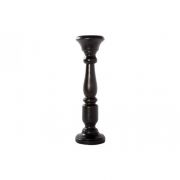 CANDLESTICK BLACK WOOD 11X11X36CM