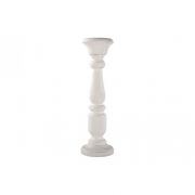 CANDLESTICK WHITE WOOD 11X11X36CM